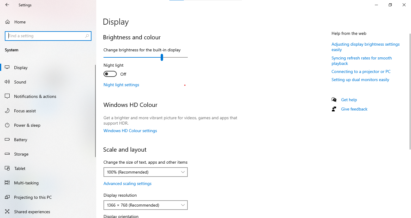 Windows 10 monitor settings